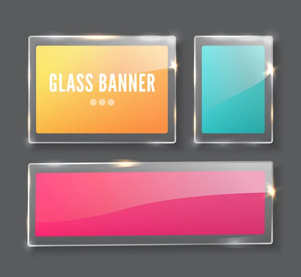 Glass banner, realistic vector illustration — Stock Vector