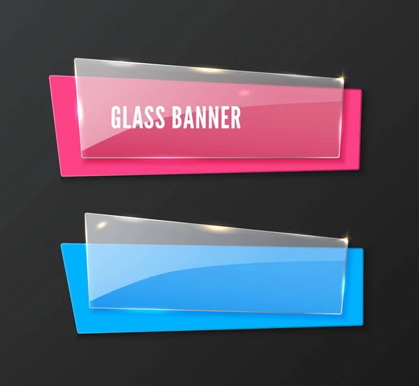 Glass banner, realistic vector illustration — Stock Vector