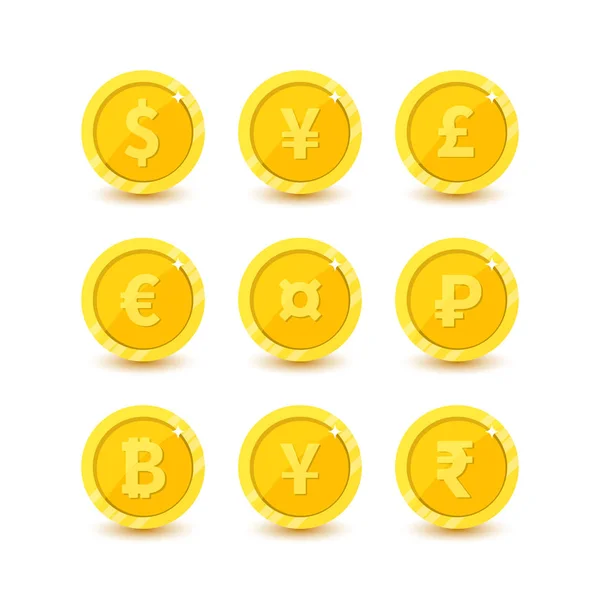 Conjunto de iconos para el símbolo de moneda — Vector de stock