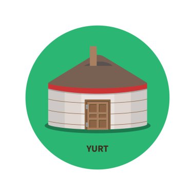 The image of Kazakh and Kyrgyz and Mongolian yurts, the nomadic house of Asian peoples clipart