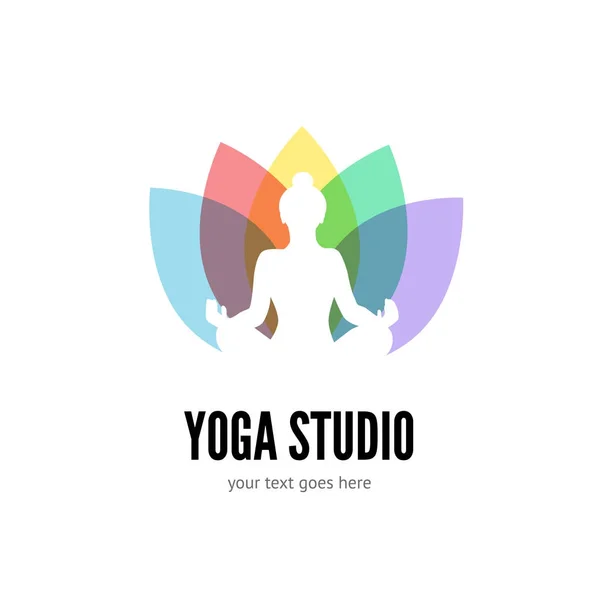 Yoga logo flat vector emblem — Stock Vector