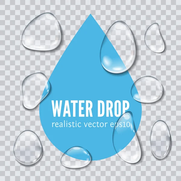 Gota de agua ilustración vector realista — Vector de stock