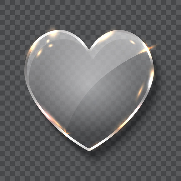 Стеклянный символ сердца реалистичная векторная иллюстрация
