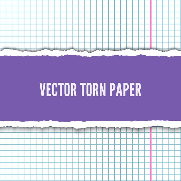 Peças de papel de notebook rasgado vetor realista — Vetor de Stock