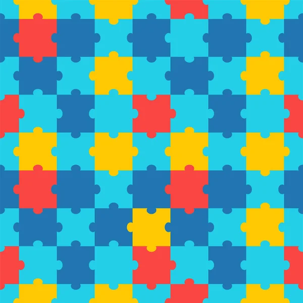 Jigsaw rompecabezas colorido vector de dibujos animados patrón sin costura — Vector de stock