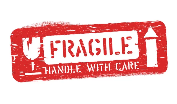 Fragile, also isolierte Grunge-Siegel für Lieferung und Logistik. Griff mit Pflege-Vektor — Stockvektor