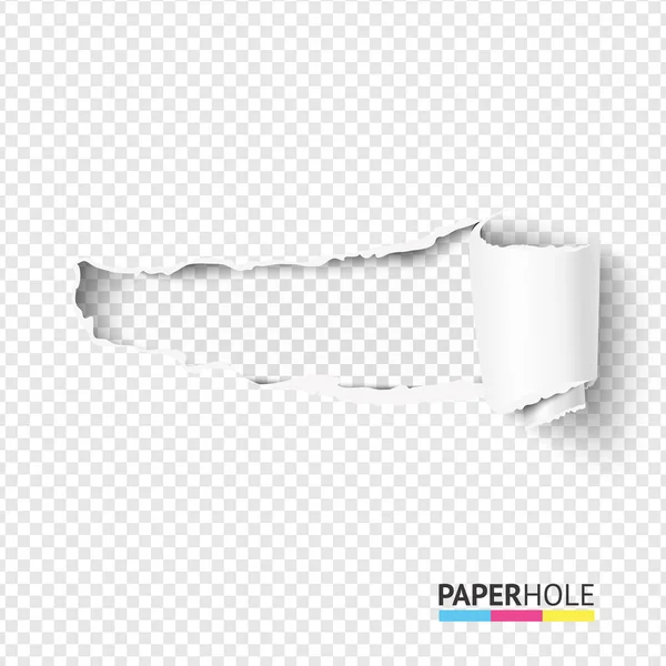 Вектор наполовину пустой порванный лист бумаги с разорванными краями отверстия на прозрачном фоне для продажи баннер — стоковый вектор