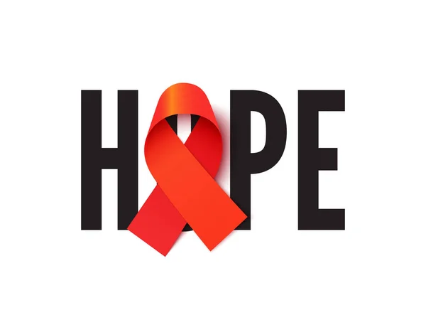 Cinta de sensibilización sobre el sida con ilustración de palabras de esperanza — Archivo Imágenes Vectoriales