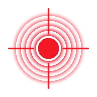 Hedef, acı yerelleştirme kırmızı daire vektör simgesi