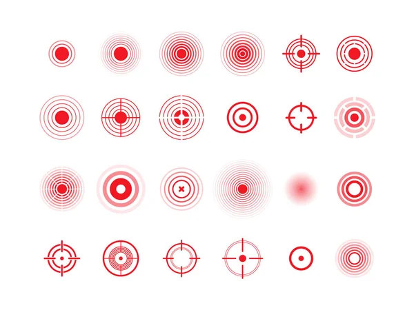 Pain circles, red target vector icons set — Stock Vector