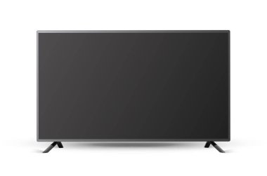 TV empty black screen realistic vector illustration