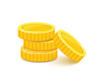 Altın para yığını, metal para yığını gerçekçi illüstrasyon