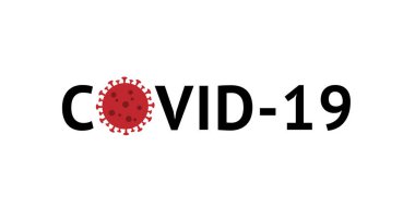 Koronavirüs bakteri simgesiyle COVID-19 kelime yazımı