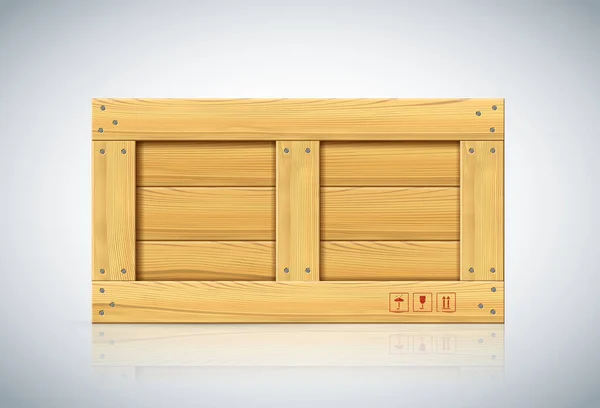 Прямоугольный контейнер для перевозки деревянных векторов для хрупких грузов — стоковый вектор