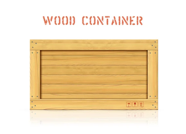 板と貨物記号を持つ木のシンプルなベクトルコンテナ — ストックベクタ
