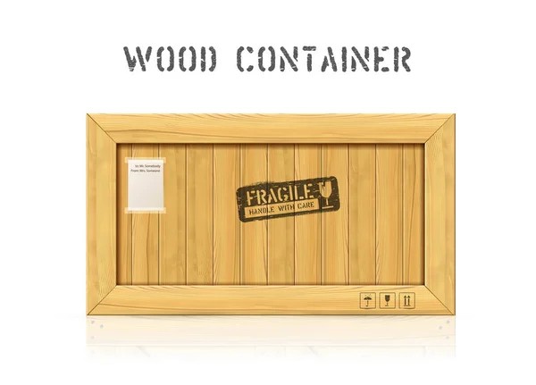 Rectangular wooden industrial box vector mockup design — Stock Vector