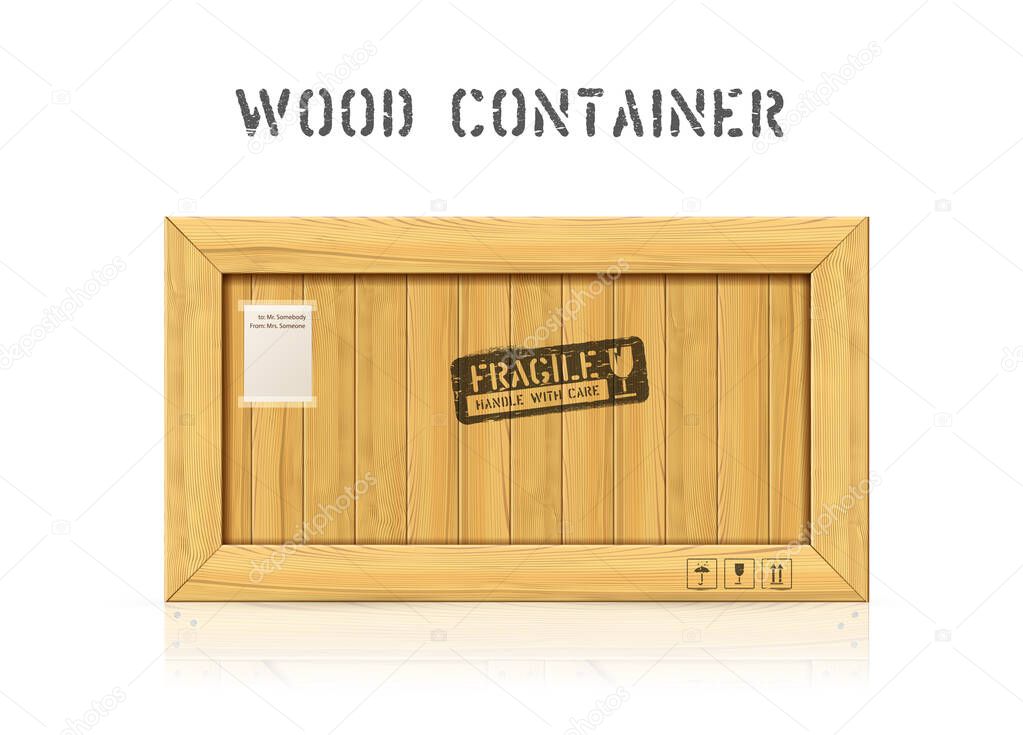 Rectangular wooden industrial box vector mockup design