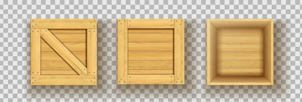 Квадратные векторные деревянные ящики для перевозки грузов — стоковый вектор