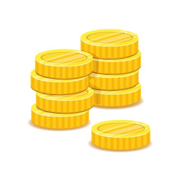 Altın para yığınları, metal para gerçekçi illüstrasyon