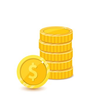 Altın dolarlar, metal paralar gerçekçi illüstrasyonlar.
