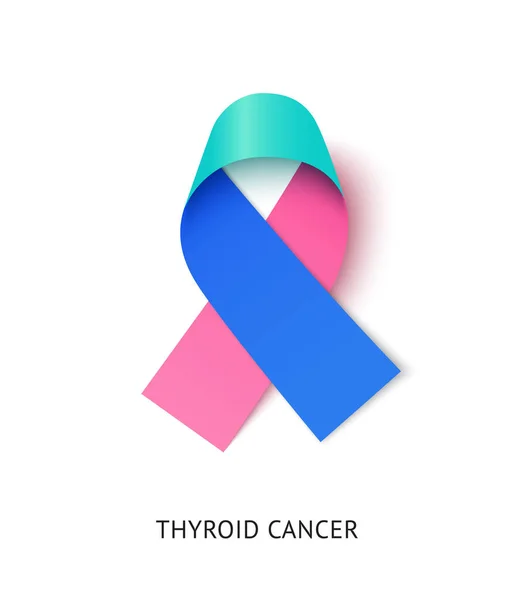 Ruban vecteur de sensibilisation au cancer de la thyroïde illustration réaliste — Image vectorielle
