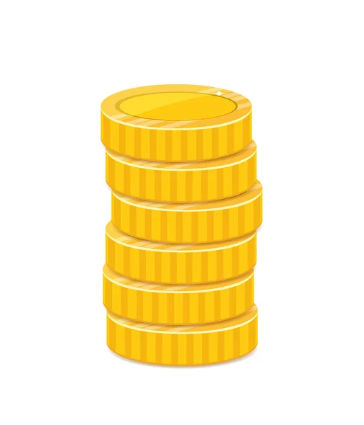 Guldmynt stack, metall valuta realistisk illustration — Stock vektor