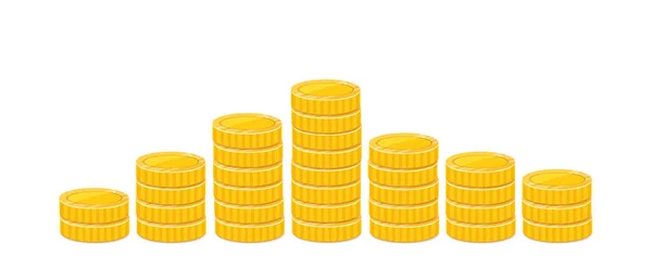Złota piramida monet, stosy pieniędzy realistyczna ilustracja — Wektor stockowy