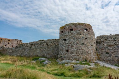 Hammershus, Bornholm / Danimarka - 29 Temmuz 2019: İstihkamın bir kısmı hala devam ediyor