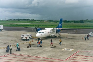 Osbourn, Antigua / Antigua And Barbuda - 19 Eylül 2018: Turbo Prop bölgesel havayolu