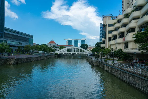 Singapore Singapore Mars 2020 Utsikt Över Singapore River Med Marina — Stockfoto