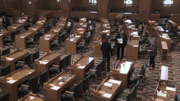 Wide Overhead Shot Congress People Having Private Discussion Meeting House — Stock Video