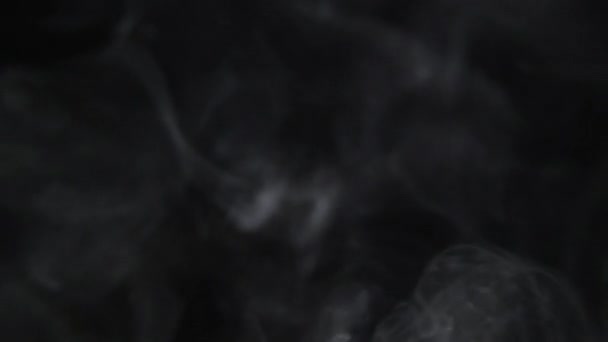 Таинственный Дым Танцует Воздухе Черном Фоне — стоковое видео