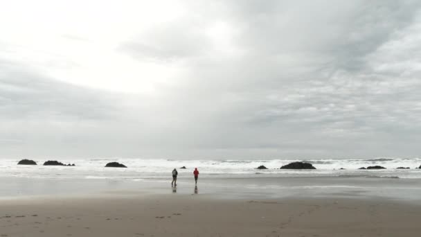 Twee Tienerkinderen Slaan Dag Voor Zichzelf Van Het Strand Genieten — Stockvideo