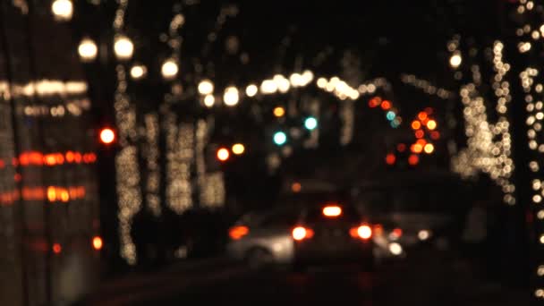 City Train Traffic Travel City Streets Portland Oregon Night Blurred — Stock Video