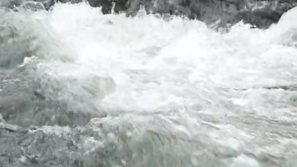 Close Slow Motion High White Water River Rapids — Stock Video