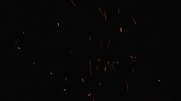 Burning Ash Rising Fire Night Sky Moderate Amount Sparks Background — Stock Video