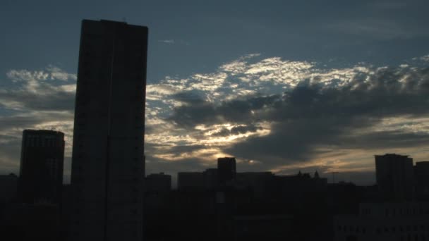 Seattle Washington Cityscape Time Lapse Sunrise Nondescript Buildings Silhouetted Morning — Stock Video