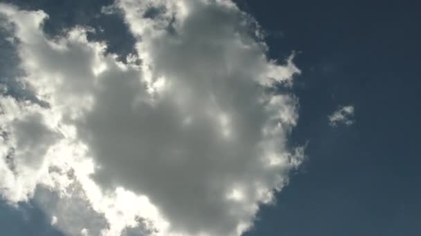 Large Cloud Passes Sun Shines Burns Bright Jet Contrails Racing — Stock Video