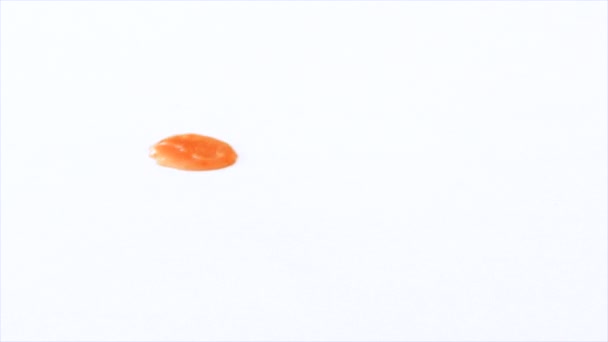 Beyaz Yüzeye Kırmızı Sos Dökülüyor Şimdi Bir Bez Temizle Şunu — Stok video