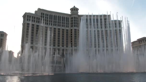 Espectáculo Fuente Bellagio Hotel Casino Final Las Vegas Nevada — Vídeos de Stock