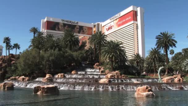 Vista Exterior Fonte Mirage Hotel Casino Las Vegas Nevada — Vídeo de Stock