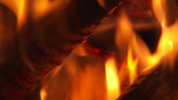 Primer Plano Quema Fuego Por Noche Fotogramas Por Segundo — Vídeos de Stock