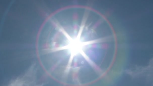 Zoom Effect Overgang Van Zonnesterren Door Kleurrijke Bollen Naar Helder — Stockvideo