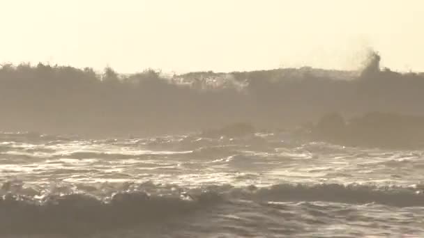 Pacific Ocean Waves Crashing Rocky Reef Oregon — Stock Video