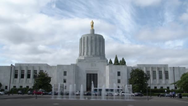 Salem Oregon Edifício Capitol Exterior Pátio Dia Verão — Vídeo de Stock