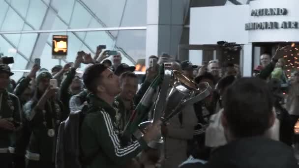Portland Timbers Celebrating Championship Cup Open Public Event Filled Soccer — Stock Video