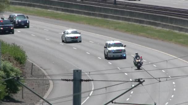 President Barack Obama Being Transported Highly Secure Motorcade While Visiting — Stock Video