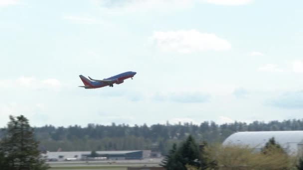 Southwest Passagierflugzeug Hebt Vom Portland International Airport — Stockvideo