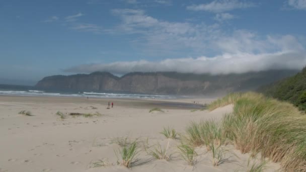 Αμμώδης Όρμος Από Cape Lookout Αγνώριστους Ανθρώπους Που Περπατούν Στην — Αρχείο Βίντεο