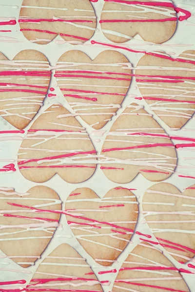 Heart shaped cookies with royal icing — Stock Photo, Image